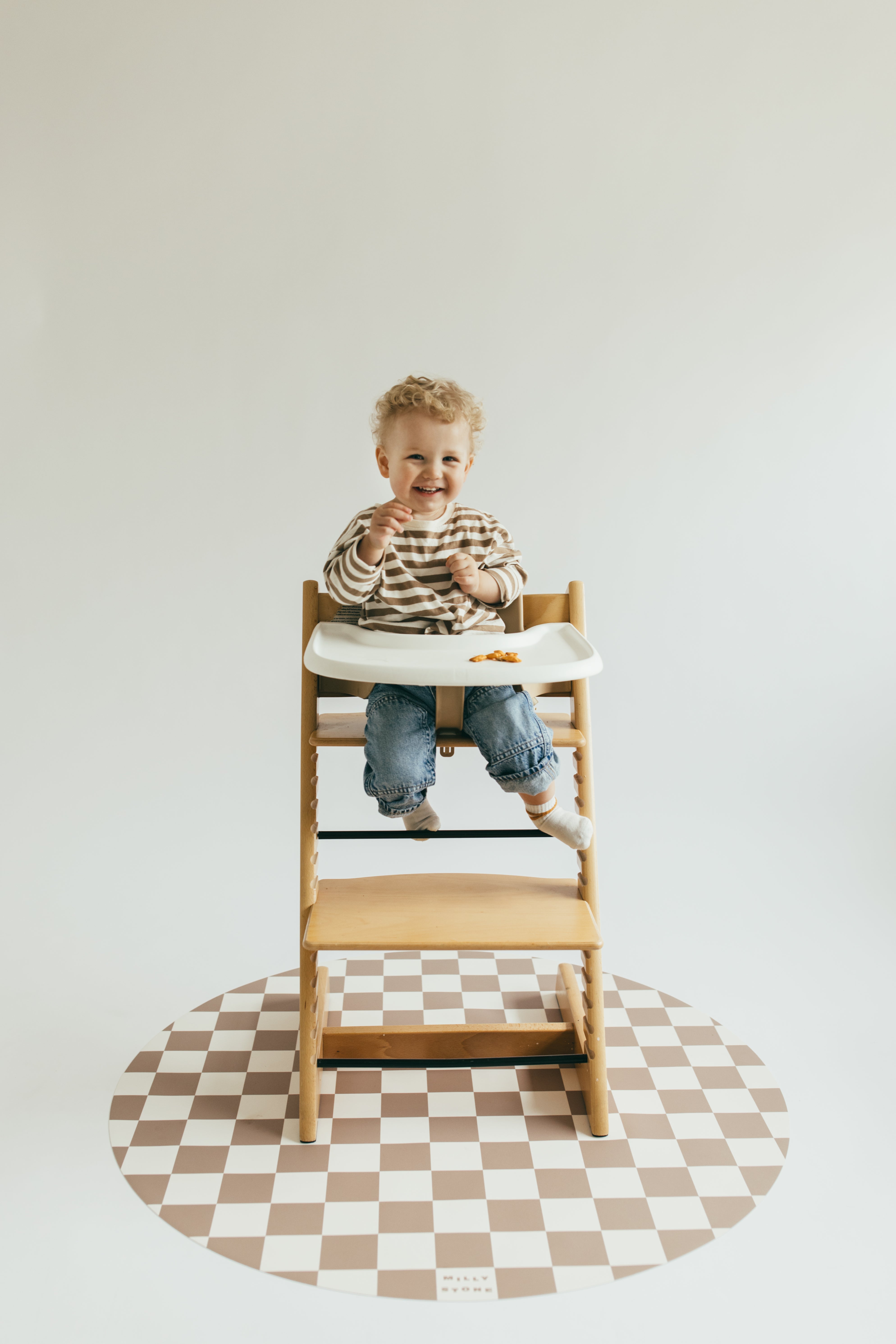 Catch All Mat for Mealtime & Playtime Mess - Toffee Checkerboard