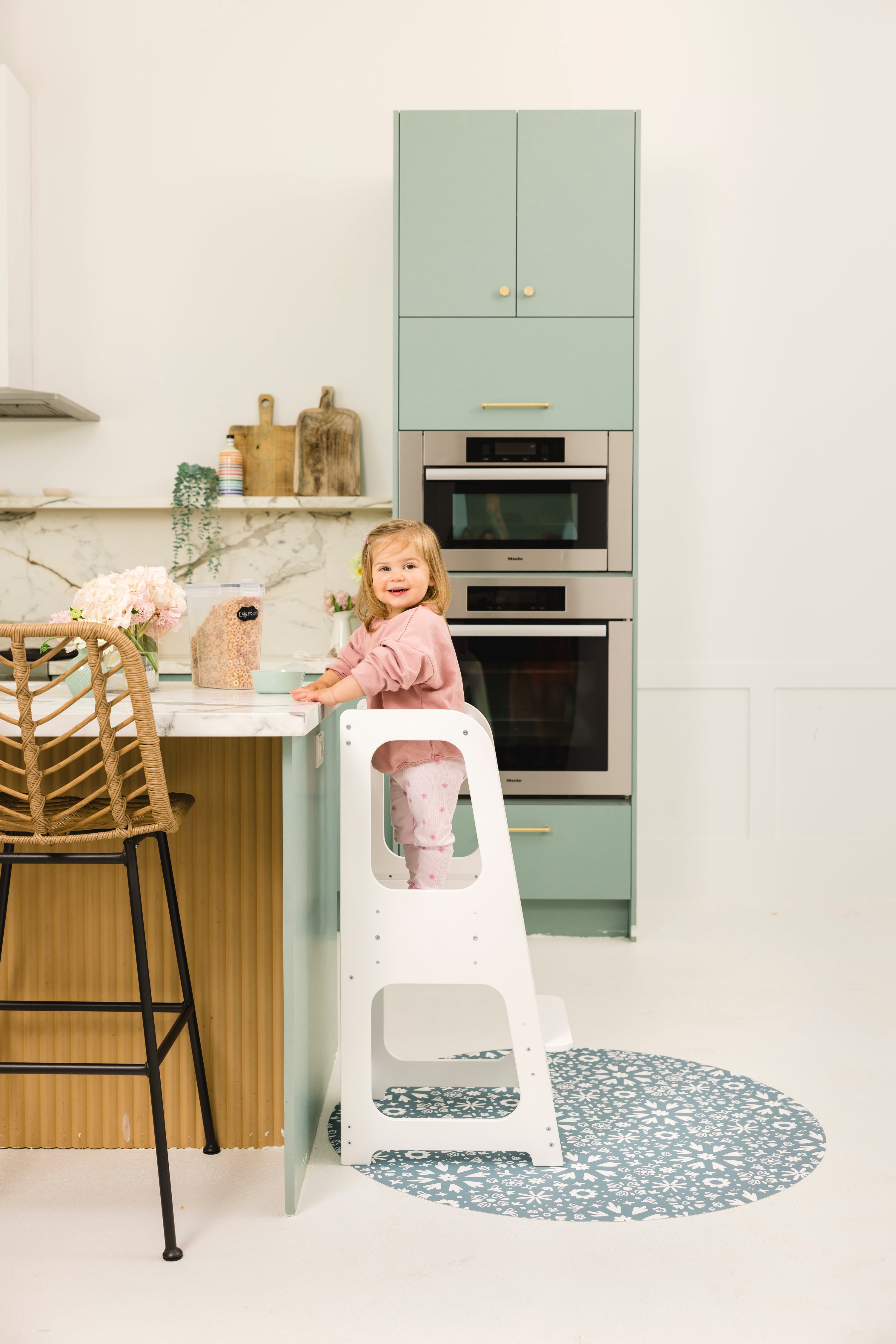Catch All Mat for Mealtime & Playtime Mess - Floral Tile