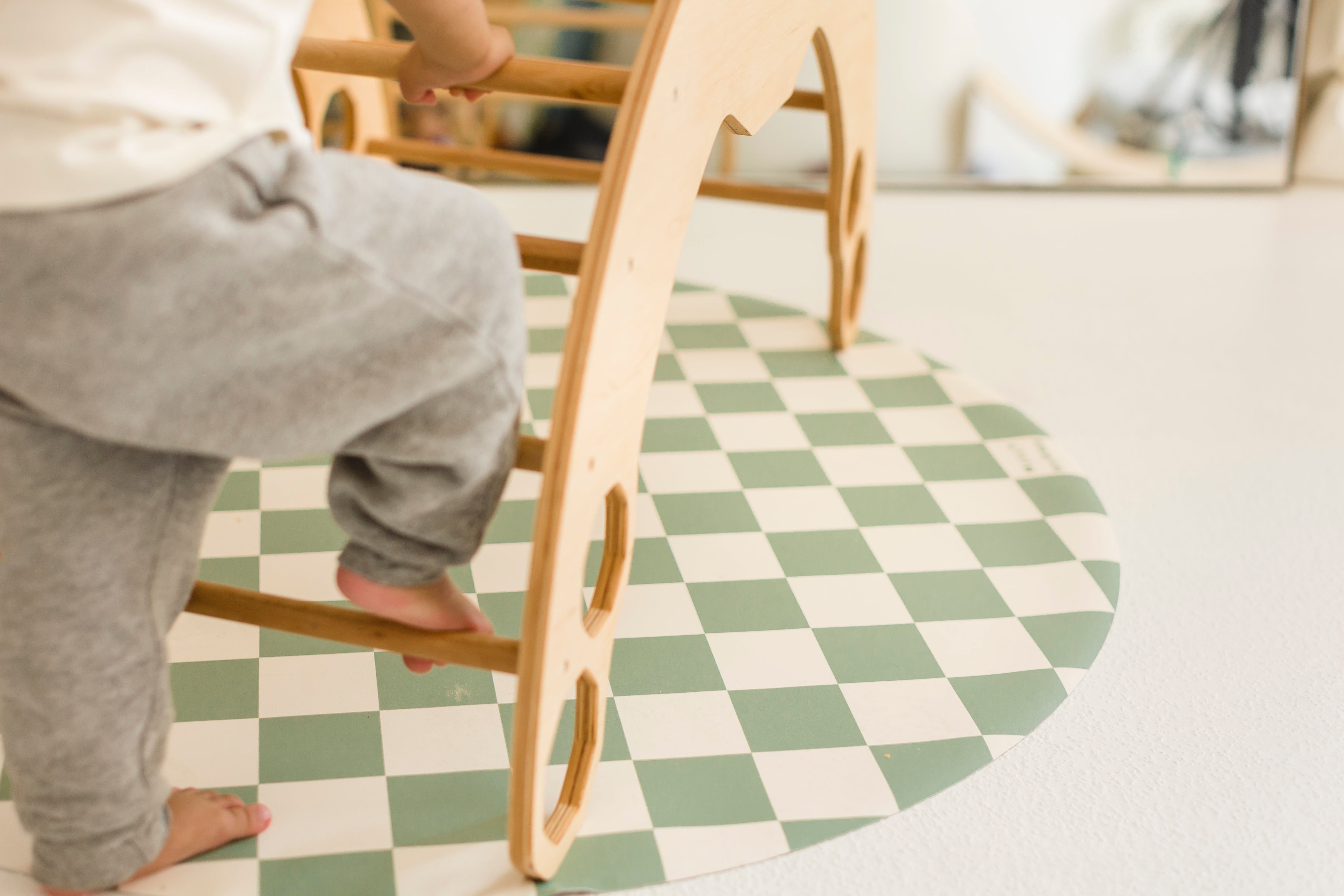 Catch All Mat for Mealtime & Playtime Mess - Sage Checkerboard