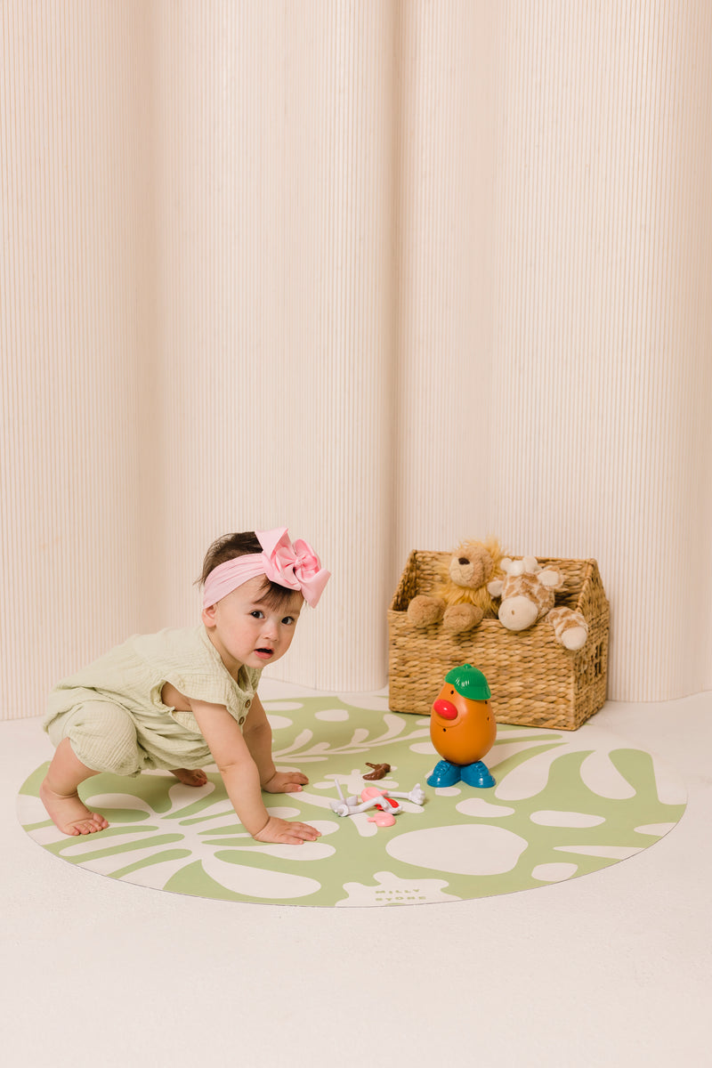 Catch All Mat for Mealtime & Playtime Mess - Leafy Green