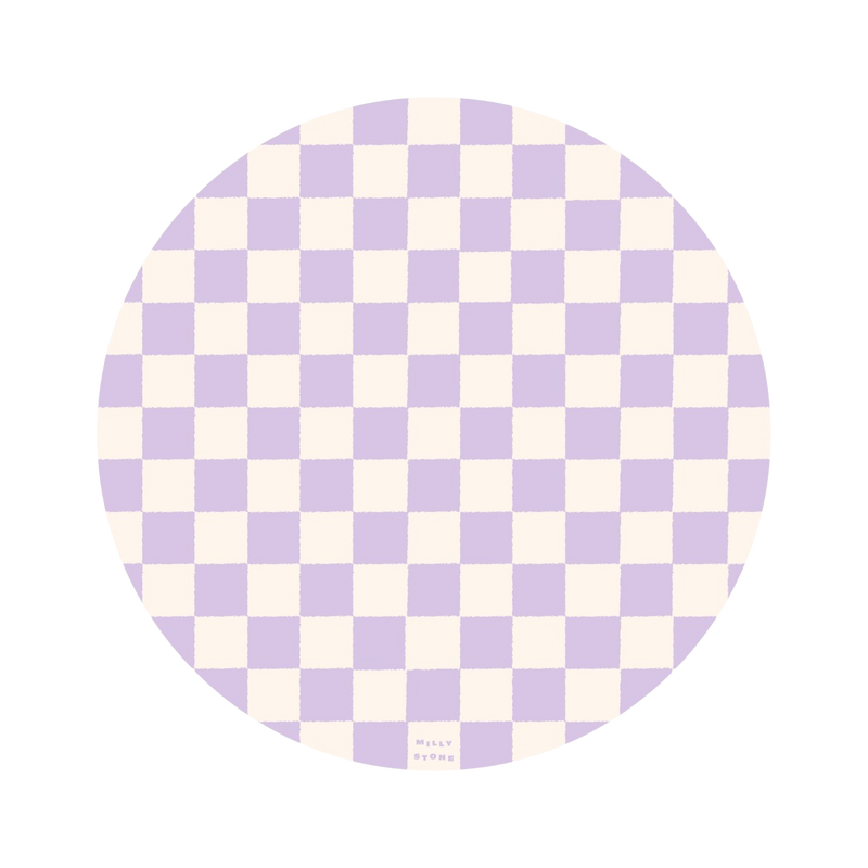 Catch All Mat for Mealtime & Playtime Mess - Lilac Checkerboard