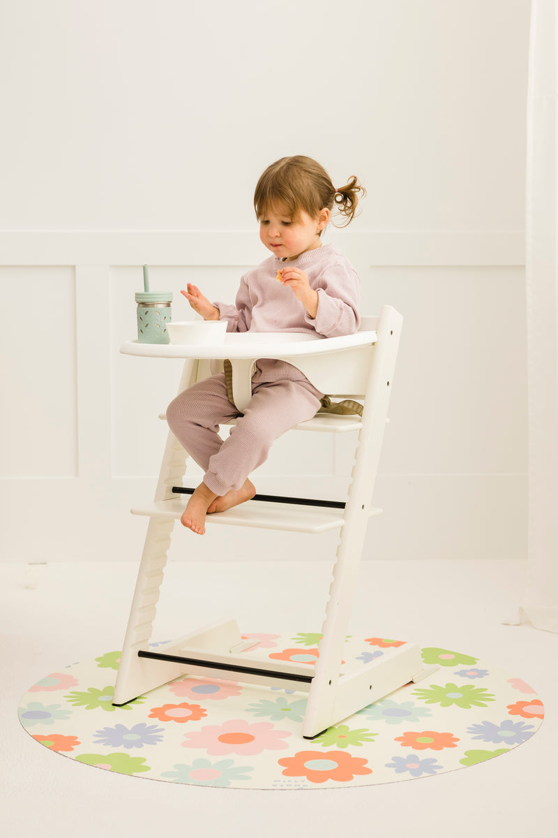 Catch All Mat for Mealtime & Playtime Mess - Flower Power