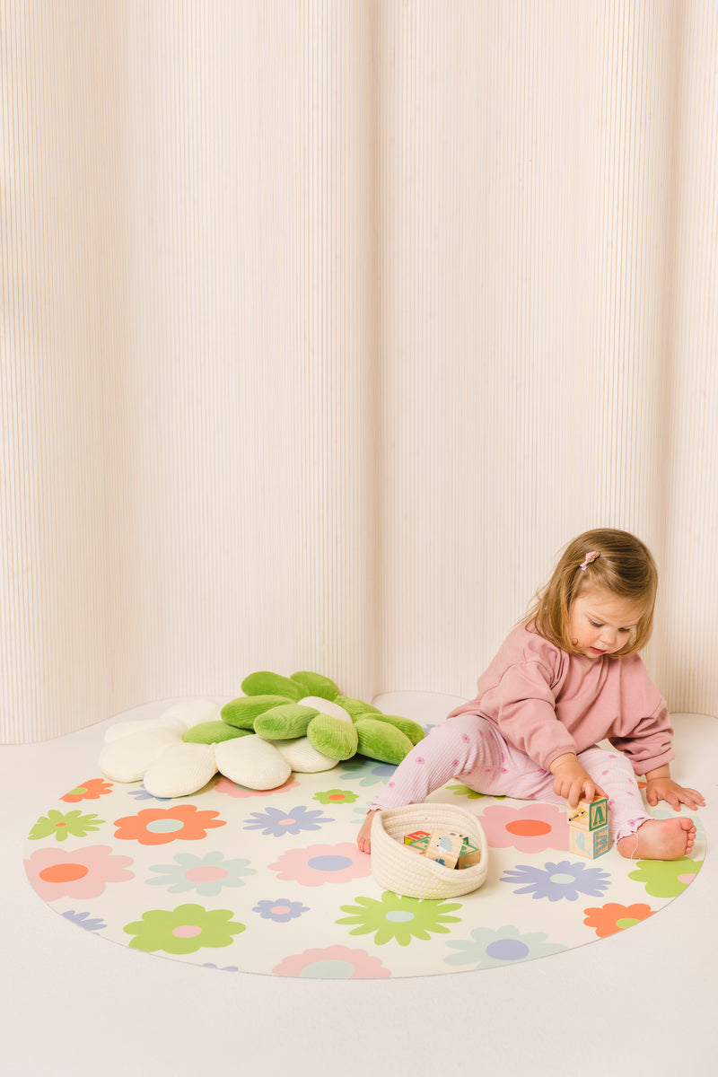 Catch All Mat for Mealtime & Playtime Mess - Flower Power