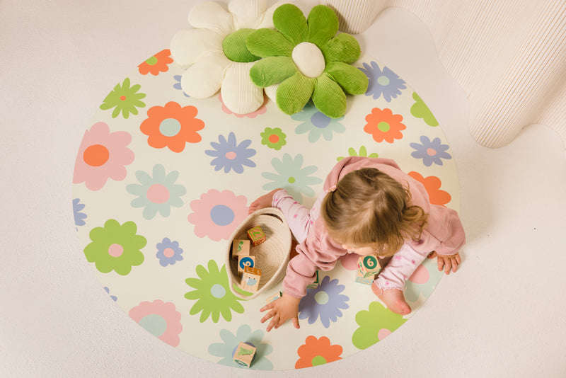 Catch All Mat for Mealtime & Playtime Mess - Flower Power