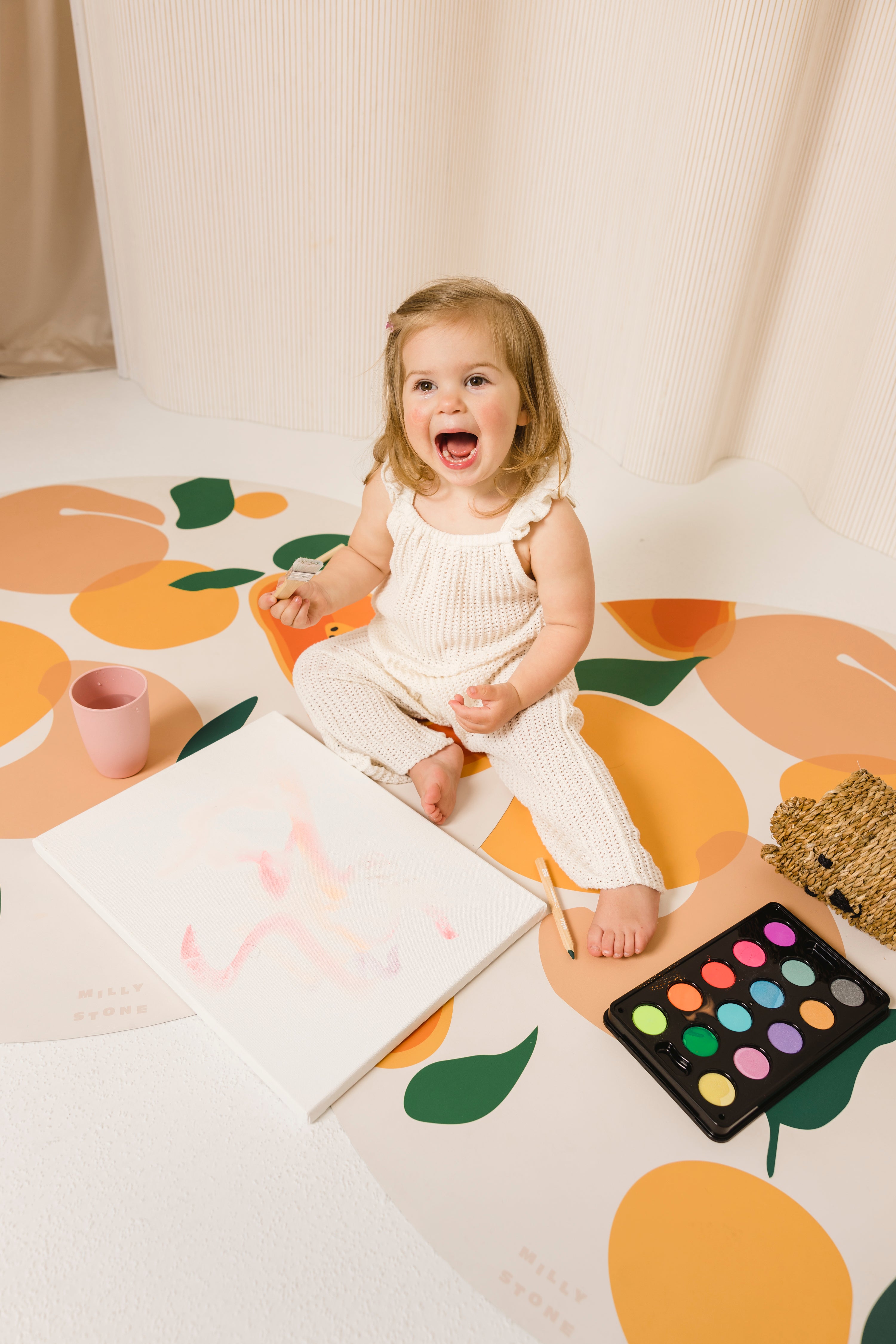 Catch All Mat for Mealtime & Playtime Mess - Juicy Fruit