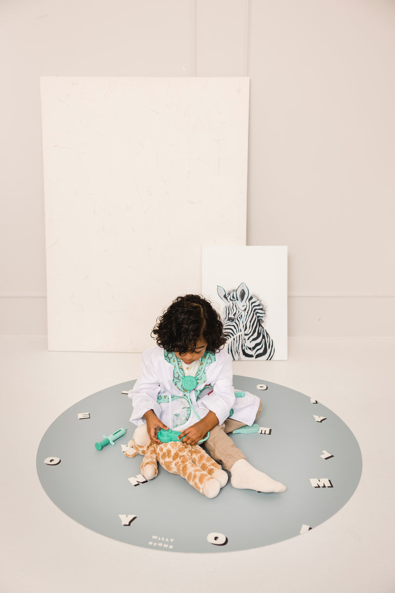 Catch All Mat for Mealtime & Playtime Mess - Letters