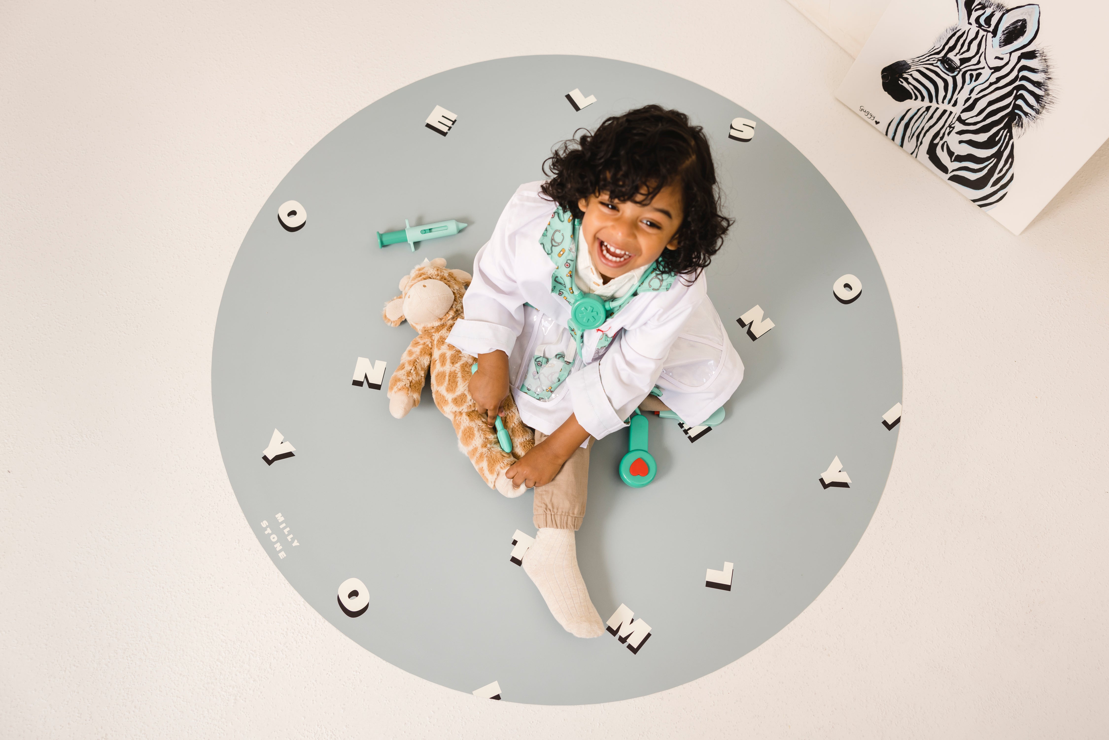 Catch All Mat for Mealtime & Playtime Mess - Letters