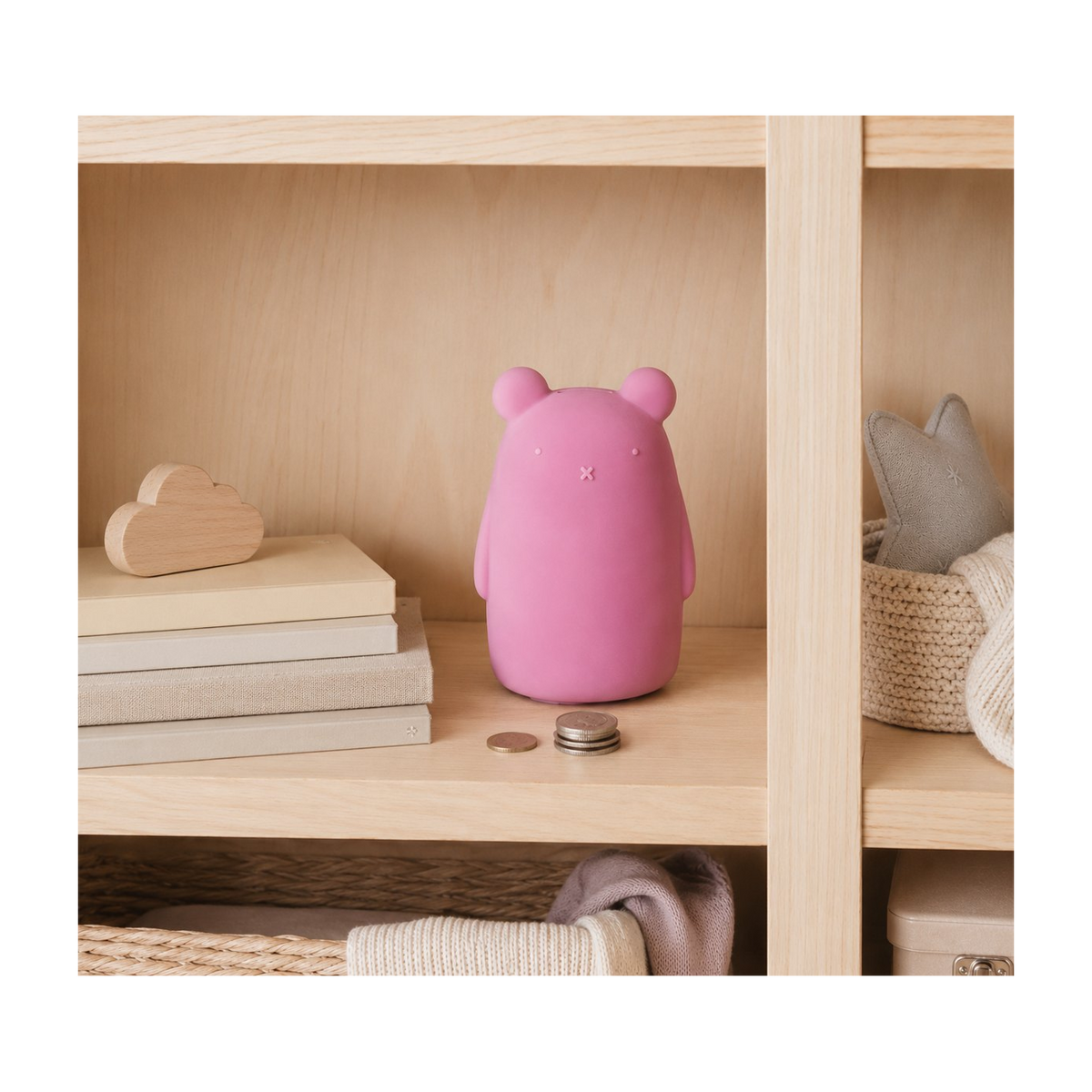 Silicone Piggy Bank Bear - Strawberry Milk lifestyle