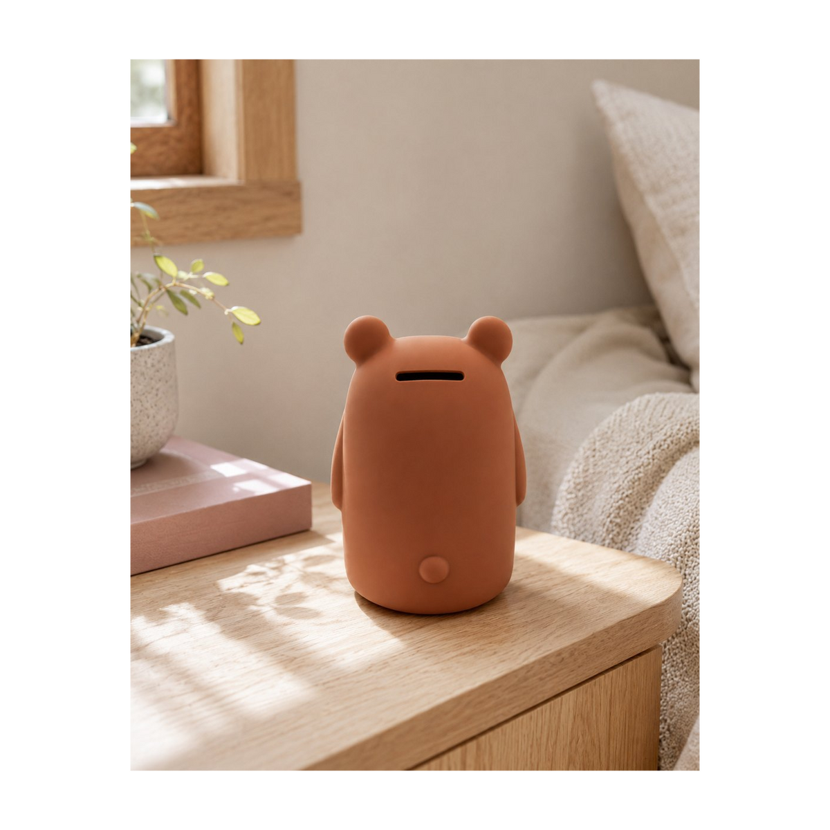Silicone Piggy Bank Bear - Warm Cocoa lifestyle