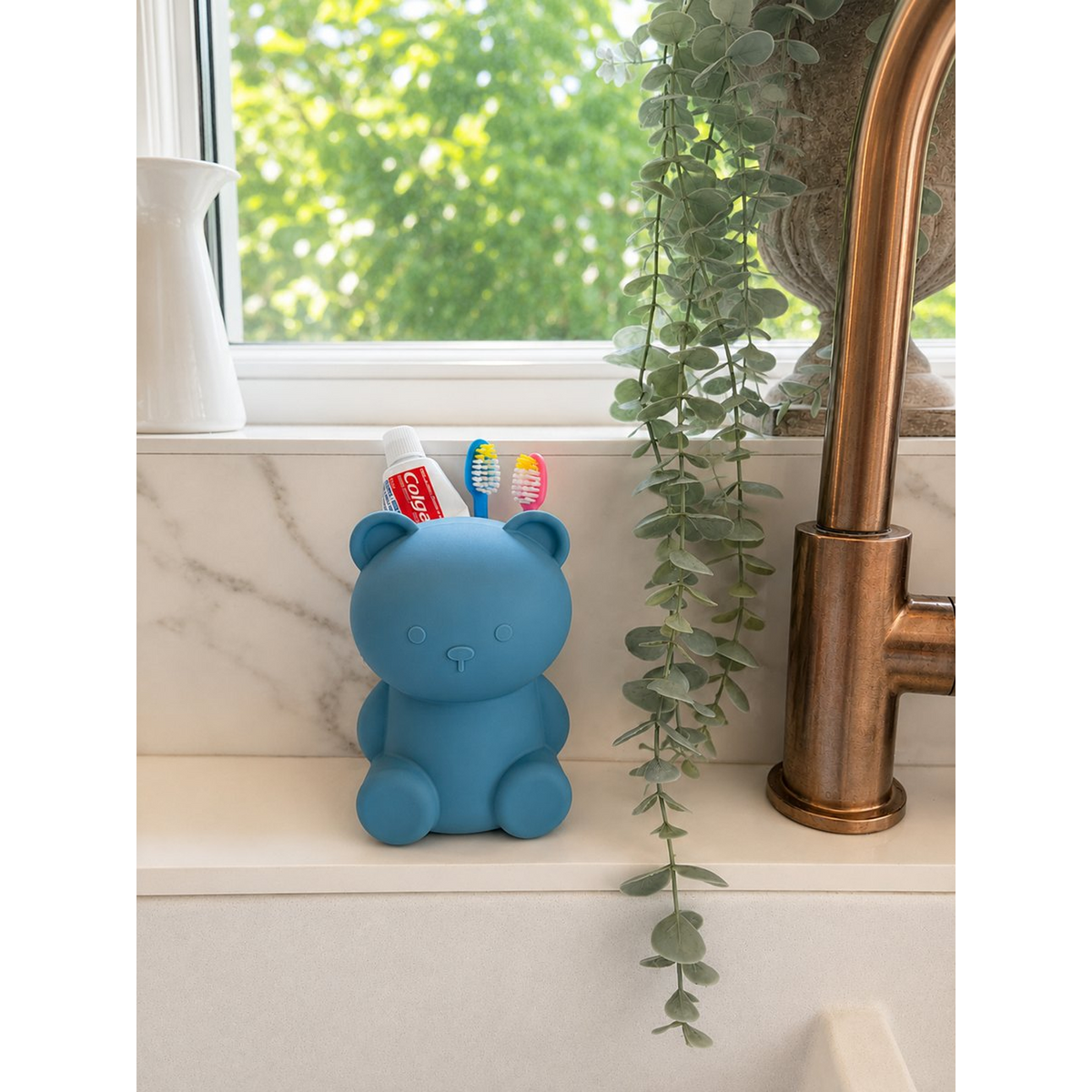 Hazy Blue bear toothbrush holder lifestyle