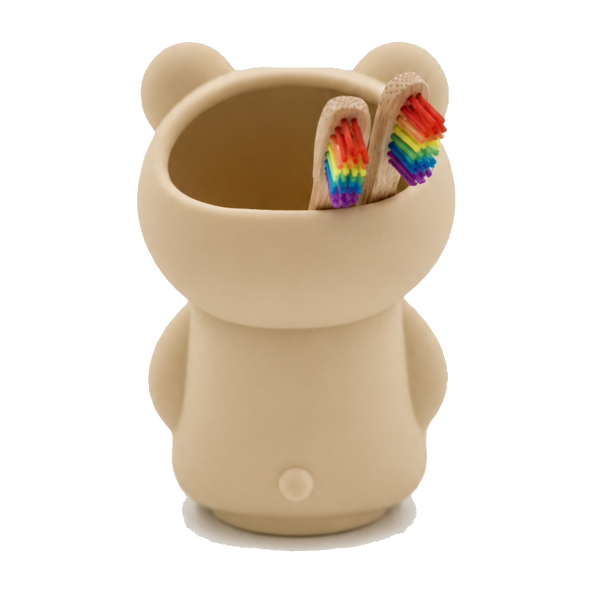 Silicone Toothbrush Holder Bear Vanilla with toothbrushes