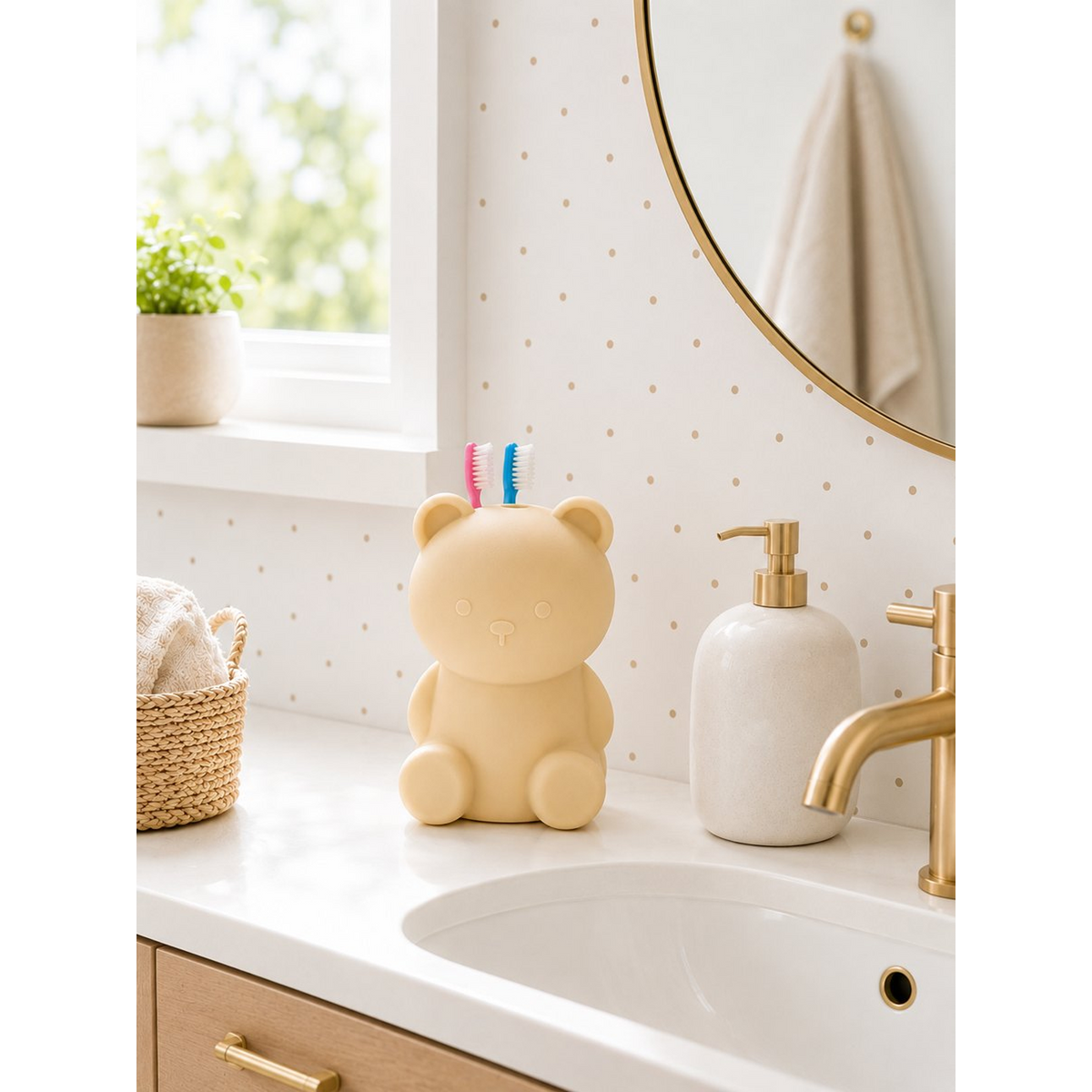 Vanilla bear toothbrush holder lifestyle