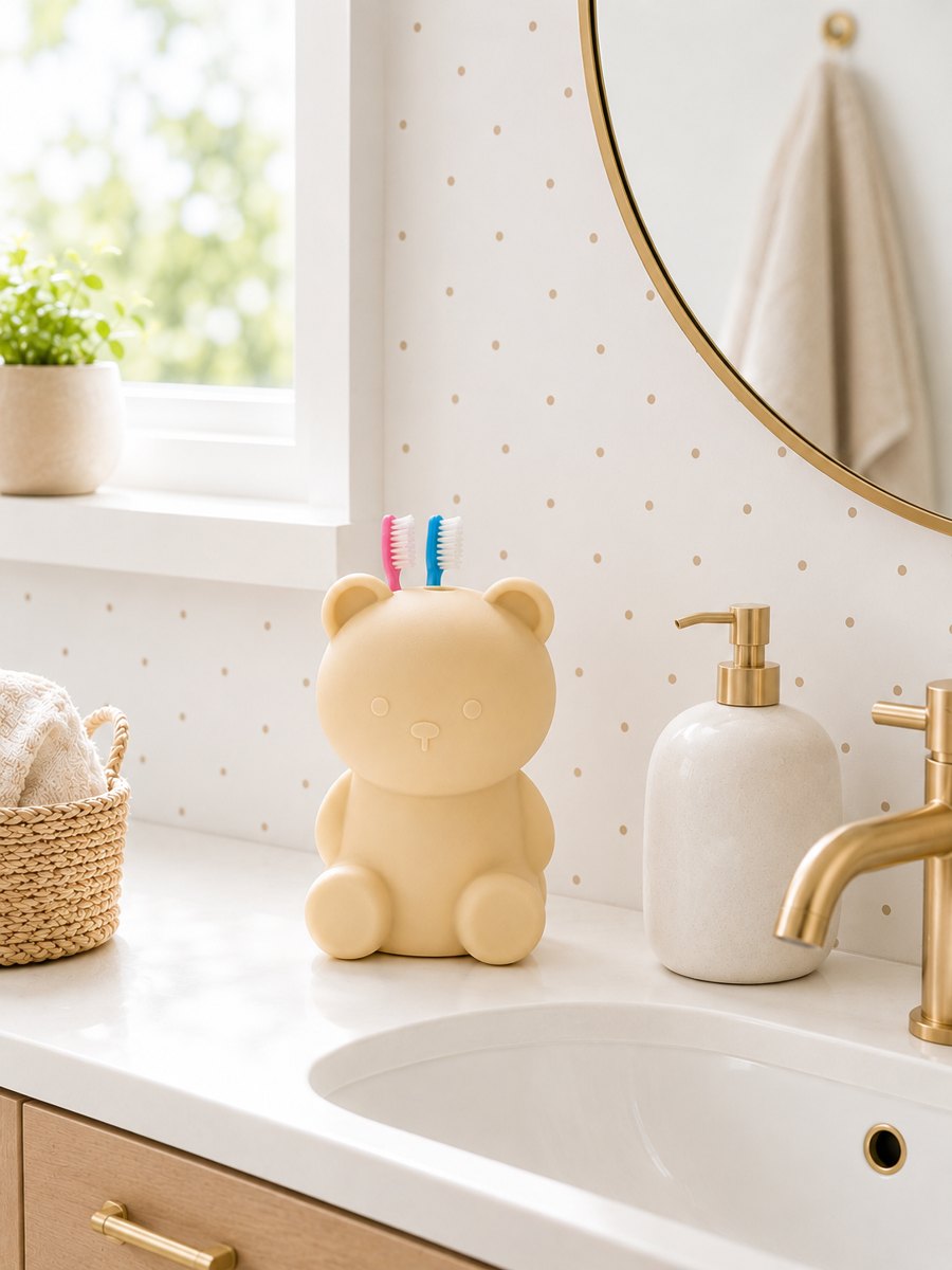 Silicone Toothbrush Holder - Bear